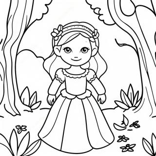 หน้าระบายสีสาวแฟนตาซีที่มีเสน่ห์ในป่าเวทมนตร์ ระบายสี รูปภาพ