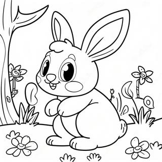 กระต่ายอีสเตอร์เล่นสนุกในสวน ระบายสี ระบายสี รูปภาพ