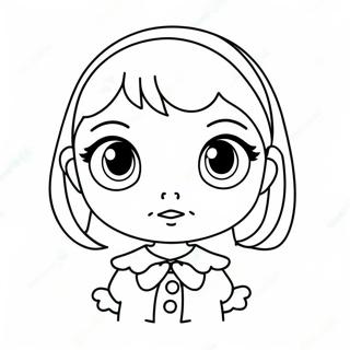 หน้าระบายสีสาวอนิเมะคาวาอี้กับตาโต ระบายสี รูปภาพ