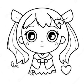 หน้าระบายสีสาวอนิเมะคาวาอี้กับตาโต ระบายสี รูปภาพ