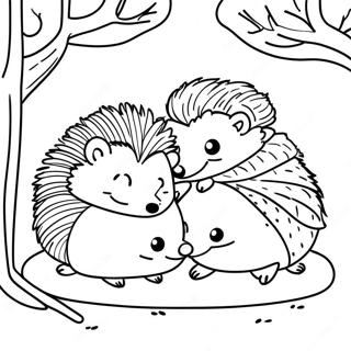 หน้าระบายสีเม่นนอนหลับในฤดูหนาว ระบายสี รูปภาพ