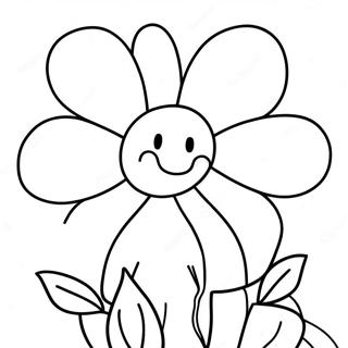หน้าระบายสีฟลาวีย์ดอกไม้ ระบายสี รูปภาพ
