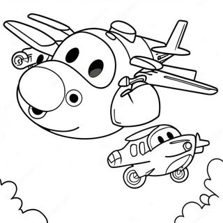 หน้าระบายสี Super Wings ในการกระทำ ระบายสี รูปภาพ